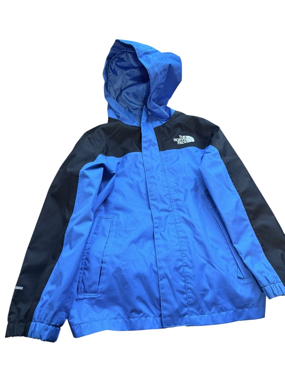 The North Face Kids Blue and Black Hooded Rain Jacket Gently Used Boys 7